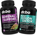 DR. BO Adrenal Support &amp Colon Cleanse Supplements - Adrenal Fatigue Supplement with Ashwagandha &amp L Tyrosine - 15 Day Intestinal Cleanse Pills for Bowel Movement Support &amp Gut Stomach Cle