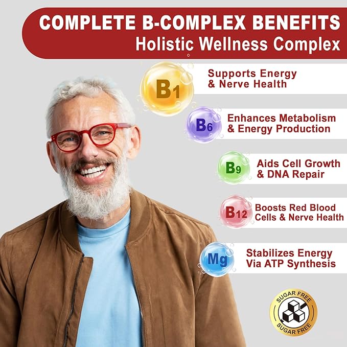 Vitamin B1(Benfotiamine) Gummies 500mg – B1 B6 B12 Vitamins with Magnesium for Energy Metabolism Healthy Nervous System – Chewable B Complex for Adults &amp Kids - Vegan Sugar Free 120 Ct