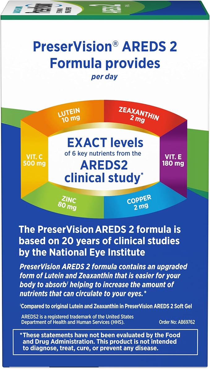 Bausch + Lomb PreserVision AREDS 2 Eye Vitamin &amp Mineral Supplement with OCUSorb with Lutein &amp Zeaxanthin–from 120 Soft Gels (MiniGels) (Pack of 2)