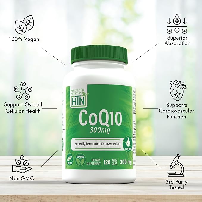 Health Thru Nutrition CoQ-10 300mg - 120 Capsules | High-Potency Ubiquinone Coenzyme Q10 | Supports Cellular Energy &amp Antioxidant Protection | Non-GMO Soy-Free Vegan Gluten-Free
