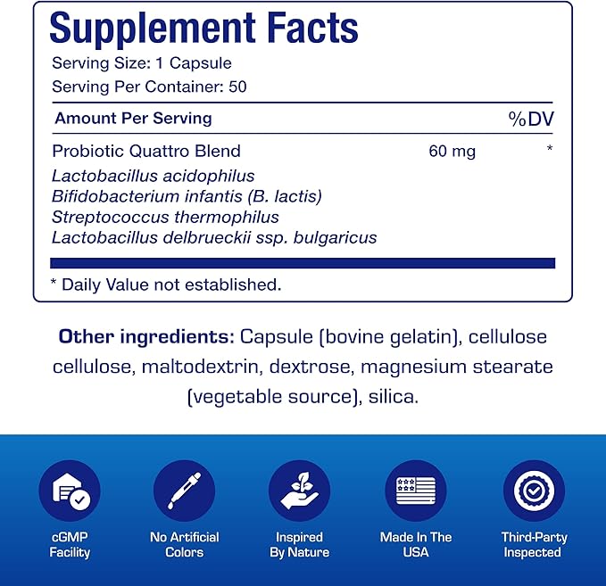 Advanced Digestive Probiotics for Women &amp Men - 4 in 1 Quadbiotic for Women &amp Men with Lactobacillus and Bifidobacterium Probiotics for Digestive Health Bloating and Constipation - 50 Servings