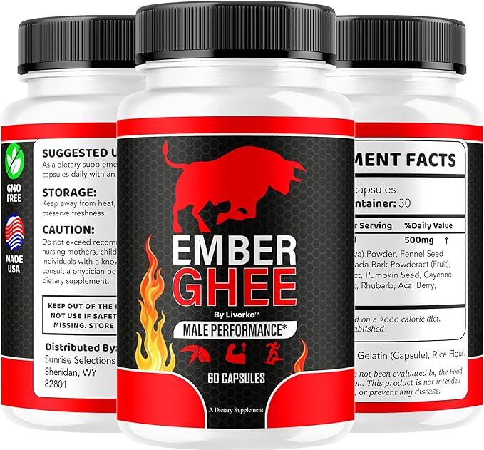 (2 Pack) Ember Ghee Pills for Men - Official Ember Ghee Supplement Suppport Capsules Premium All Natural EmberGhee Maximum Strenght Multivitamin Pills Advanced Formula 120 Capsules for 2 Months