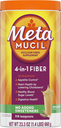 Metamucil Fiber 4-in-1 Psyllium Fiber Supplement Sugar Free Powder Unflavored Drink 114 Servings (Packaging May Vary)