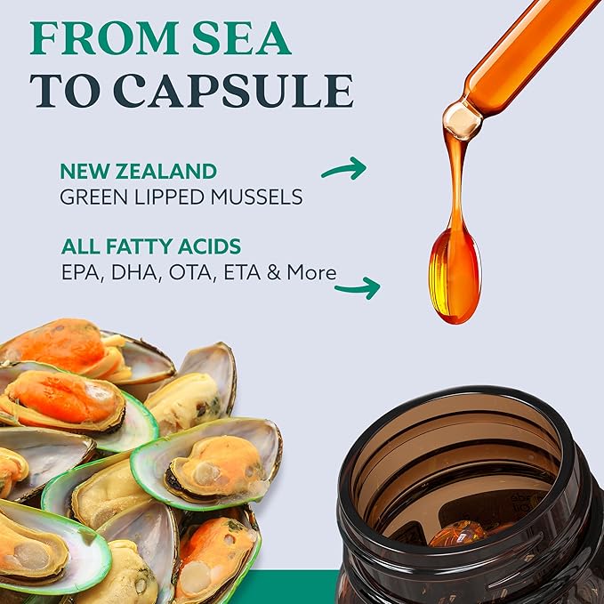 GLX3 Green Lipped Mussel Oil Capsules for Joint and Muscle Support | Extra-Strength ETA EPA DHA Omega-3 Green Lipped Mussel Supplement for Comfort Flexibility &amp Recovery by HakaLife GLX3