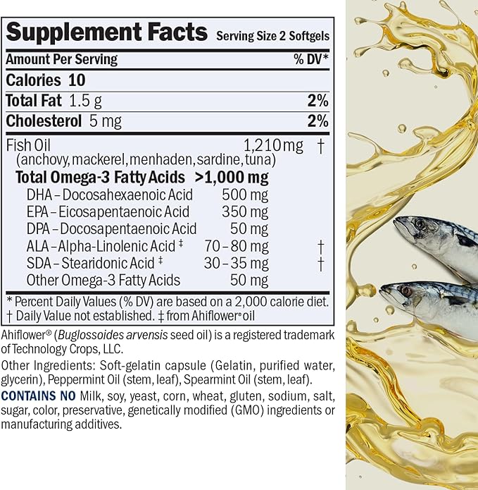 ANDREW LESSMAN Maximum Essential Omega-3 Mint - 180 Softgels - Ultra-Pure High Potency Omega-3 Oils. High DHA No Stomach Upset No Contaminants No Mercury. Small Easy to Swallow Softgels