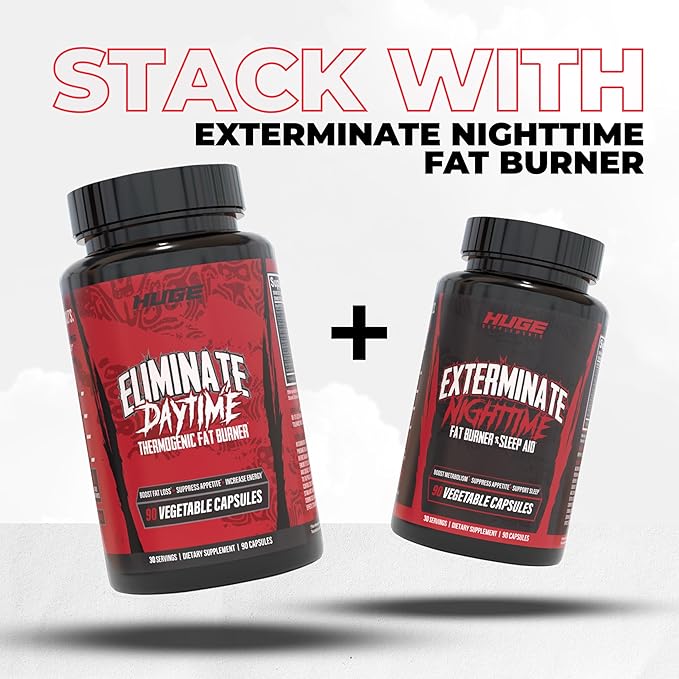 Eliminate Thermogenic Fat Burner For Men - Supercharge Metabolism Boost Energy Appetite Suppressant &amp Reduce Cravings - 11 Potent Ingredients Fast-Acting Potent Weight Loss Pills (90 Capsules)
