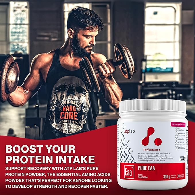 ATP LAB Pure EAA Powder 300g - Raspberry Flavor - Complete 11 EAAs Blend - L-Lysine &amp L-Methionine Supplement - Essential Amino Acids with Electrolytes for Active Living and Post-Exercise Support
