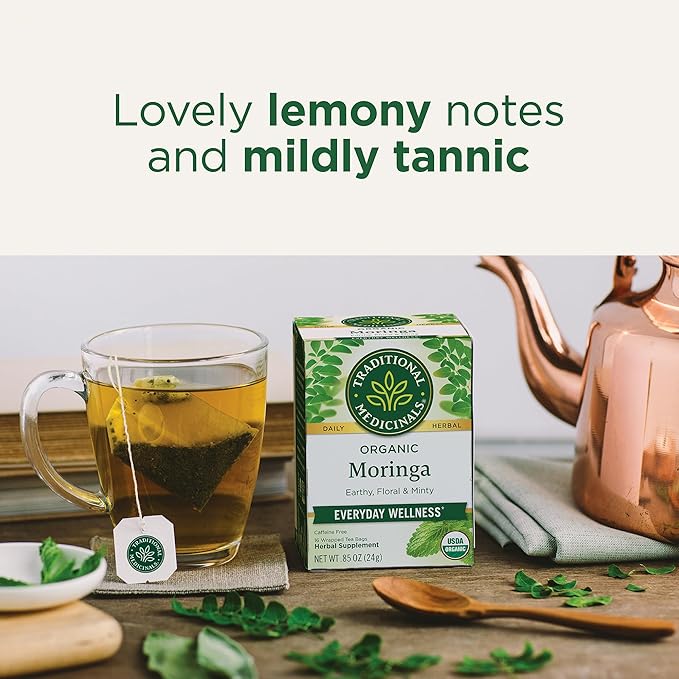 Traditional Medicinals Tea Organic Moringa Everyday Wellness with Spearmint &amp Sage 16 Tea Bags (Pack of 2)