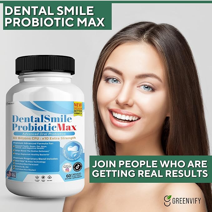 DentalSmile ProbioticMax Advanced Oral Probiotic Supplement 40 Billion CFU 60 Capsules Gluten Free (10)