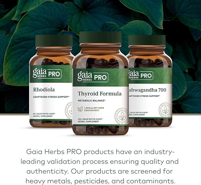 Gaia Herbs Pro Thyroid Formula - Supports Cardiovascular &amp Metabolic Health - with Ashwagandha Root Schisandra Berry Kelp &amp Brown Seaweed - Vegan &amp Gluten-Free - 120 Liquid Phyto-Caps (6