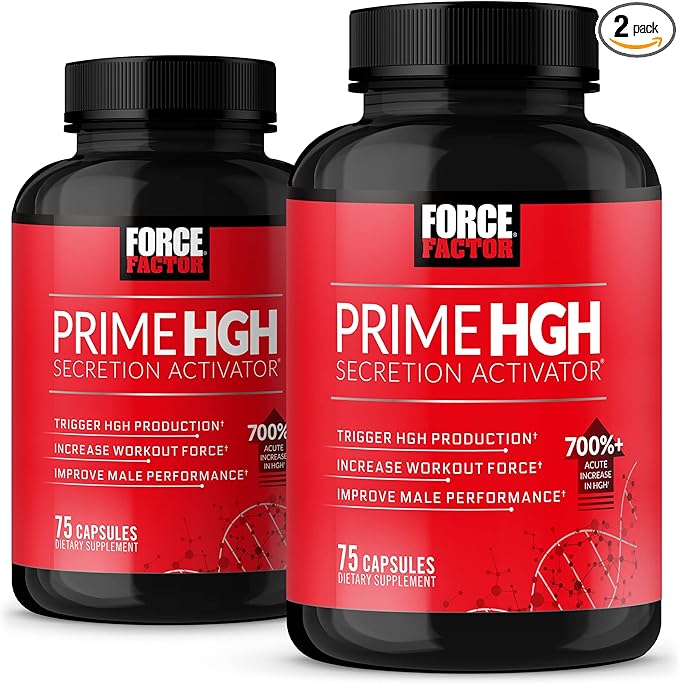 Force Factor Prime HGH Secretion Activator 2-Pack HGH Supplement for Men with AlphaSize to Help Trigger HGH Production Increase Workout Force &amp Improve Performance 150 Capsules