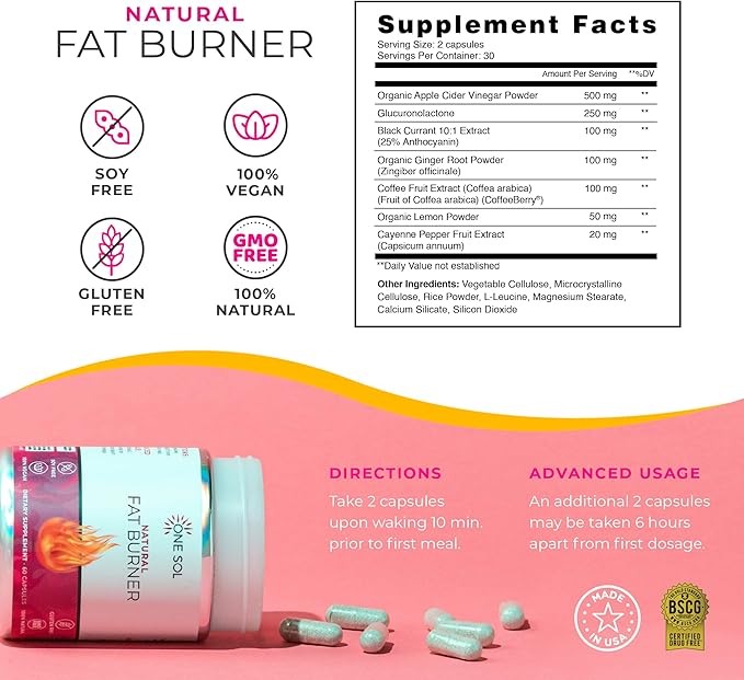 One Sol Fat Burner &amp Greens Bundle: Natural Metabolism Energy &amp Gut Health Support with Superfoods Probiotics &amp All-Natural Ingredients (Fat Burner + Super Greens)