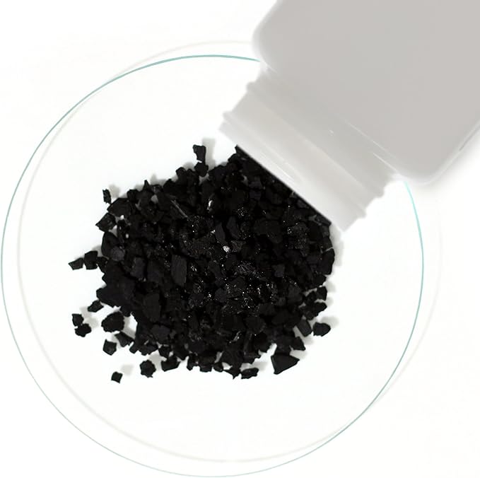 Activated Charcoal [C] 100% ACS Grade Course Granules 12 Oz in Three Space-Saver Bottles