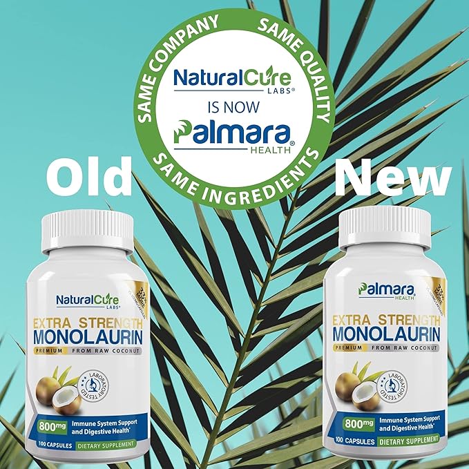 Palmara Health Extra Strength Monolaurin 1600mg per Serving 800mg per Capsule
