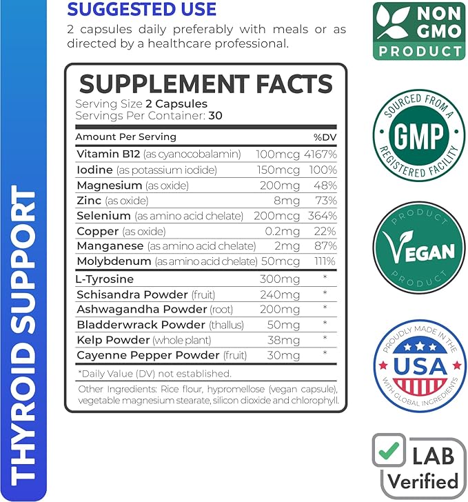 Thyroid Support &amp Black Seed Oil (1-Month Supply) Black Seed Thyroid Boost - Thyroid Support (60 Capsules) Health Supplement &amp Black Seed Oil (60 Capsules) Cold-Pressed Nigella Sativa - Non-GM