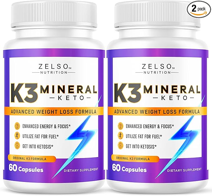 ZELSO (2 Pack K3 Mineral Weight Loss Pills for Women and Men K3 Mineral Pills - K3 Salt Mineral Vitamin + K3 Capsules Supplement for Keto Weight Loss - 2 Months Supply