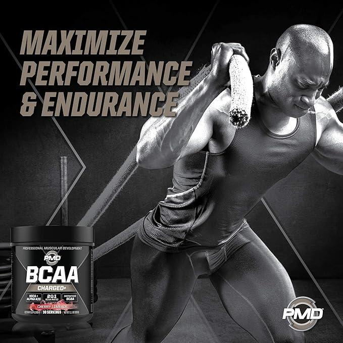 PMD Sports CG5 - Premium Creatine and L-Glutamine Powder (60 Servings) &amp PMD Sports BCAA Charged Amino Acids for Enhanced Recovery – Cherry Limeade (30 Servings)