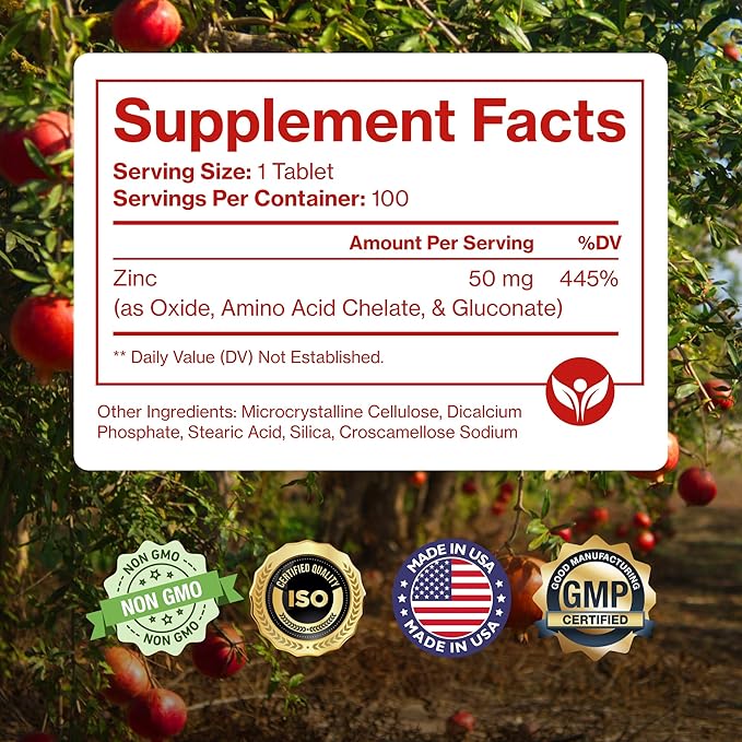 Mega Zinc Supplement 50mg 3-in-1 Zinc Complex 100 Tablets - Pure Micronutrients