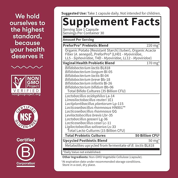 Garden of Life Dr Formulated Once Daily 3-in-1 Complete PrebioticsPostbiotics&ampProbiotics for WomenPRE+PRO+POSTBIOTIC Supplement for Women’s DigestiveImmune&amp Vaginal Health 30 Count (Pack o