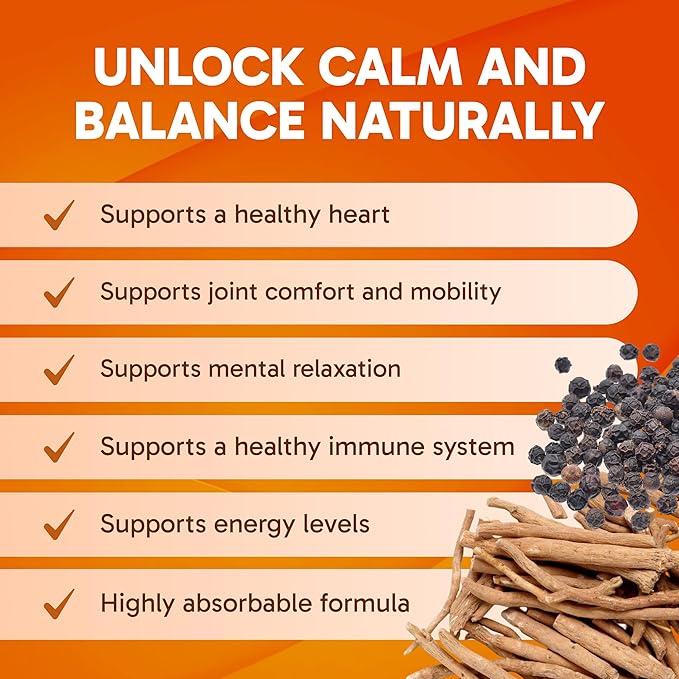 Clinical Effects Ashwagandha with Black Pepper for Stamina and Calm - 60 Ashwagandha Capsules - Made in the USA