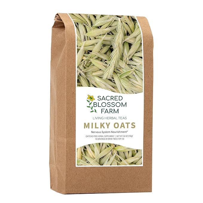 Milky Oats Organically Grown in Wisconsin | 5.6 oz | 79 Servings | Sacred Blossom Farm | Herbal Tea &amp Medicinal Herbs | Loose Leaf | Regenerative Farming | Single Source | Avena Sativa