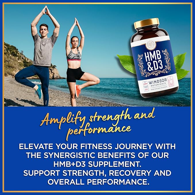 HMB and Vitamin D3 Supplement - Muscle Growth Strength Performance and Recovery Support - B-Hydroxy B-Methylbutyrate D3 Plus Calcium 1000 MG HMB Supplements - 180 Days 360 Capsules