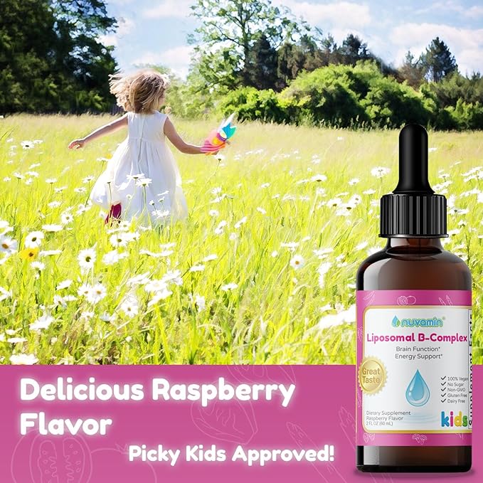 Nuvamin – Liquid Liposomal B-Complex Drops for Kids Baby Toddlers &amp Adults 2Fl.Oz (60ml) 120 Daily Serving. B1 B2 B3 B5 B6 B7 B9 B12. Great Taste - Natural - High Absorption Raspberry Fl