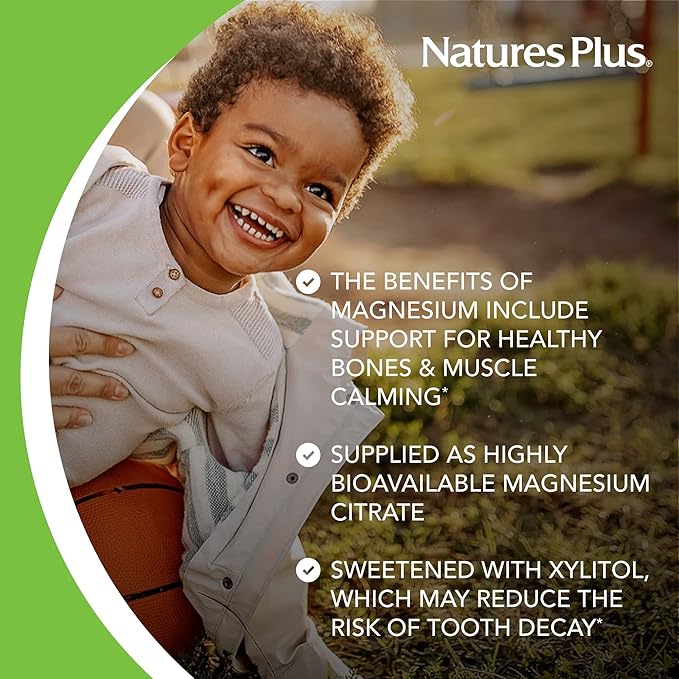 NaturesPlus Animal Parade MagKidz Natural Cherry Flavor - 90 Animal-Shaped Chewable Tablets - Pack of 3 - Bone &amp Muscle Health Support - Non-GMO Vegan Gluten Free Sugar Free - 135 Total Servi