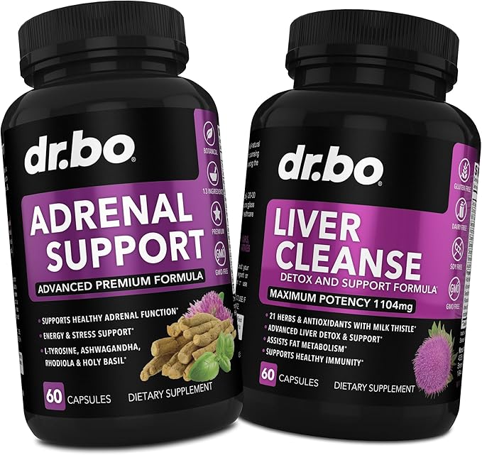 Adrenal Support Cortisol &amp Liver Cleanse Detox Supplement - Adrenal Fatigue Supplements for Cortisol Health - Liver Gallbladder Care Formula Capsules &amp Natural Milk Thistle Dandelion Supplemen