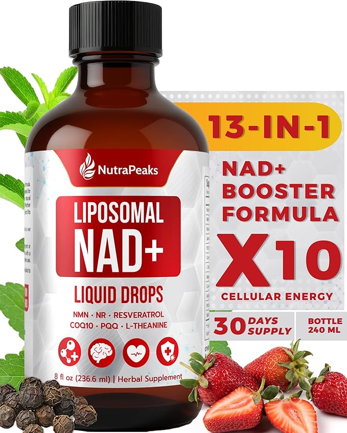 NAD+ Supplement Liquid - NAD+ Supplement 1000mg NAD+ Nicotinamide Riboside Resveratrol Supplements with PQQ NAD+ Berry Flavor Sticks for Anti-Aging Energy Focus