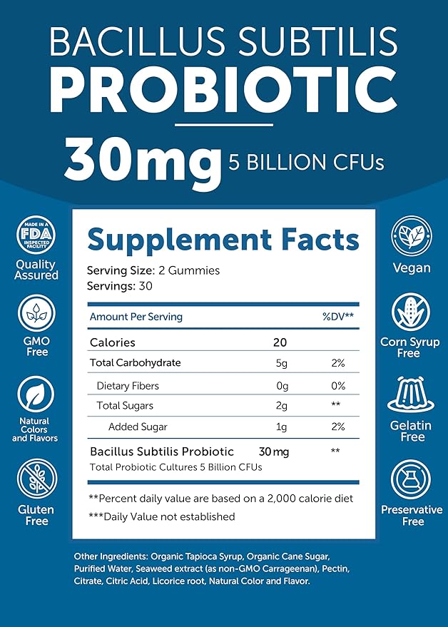Lunakai USA Made Probiotic Gummies - 5 Billion CFUs Vegan Non-GMO Gluten-Free - Digestive &amp Immune Support for Women &amp Men - 6 Pack