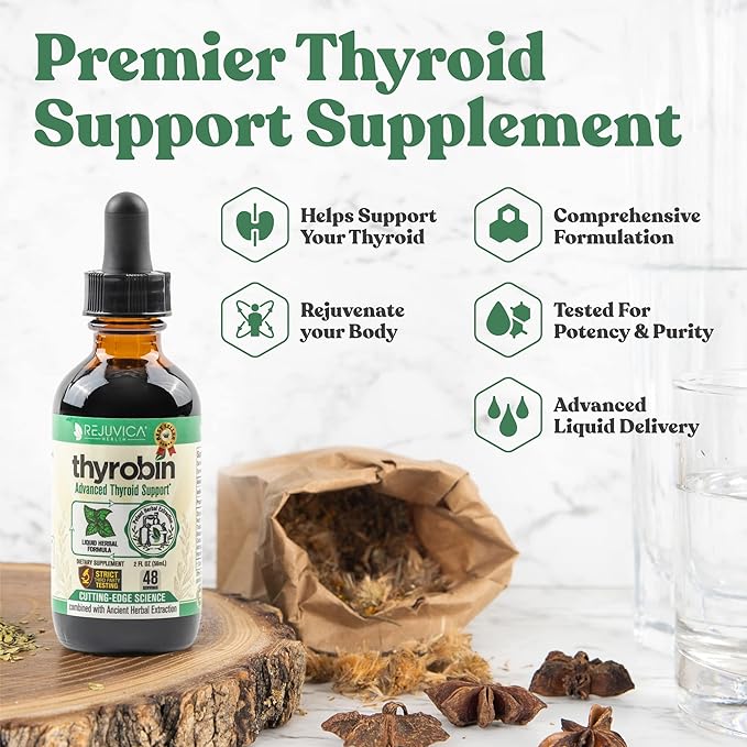 Thyrobin - Advanced Thyroid Support Supplement - Liquid Delivery for Better Absorption - Iodine Stinging Nettle Kelp Astragalus Ashwagandha &amp More!
