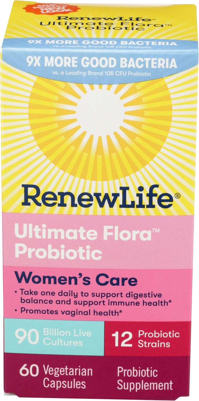 Renew Life Women's Probiotic Capsules Supports pH Balance for Women Vaginal Urinary Digestive and Immune Health L. Rhamnosus GG Dairy Soy and Gluten-Free 90 Billion CFU - 60 Ct