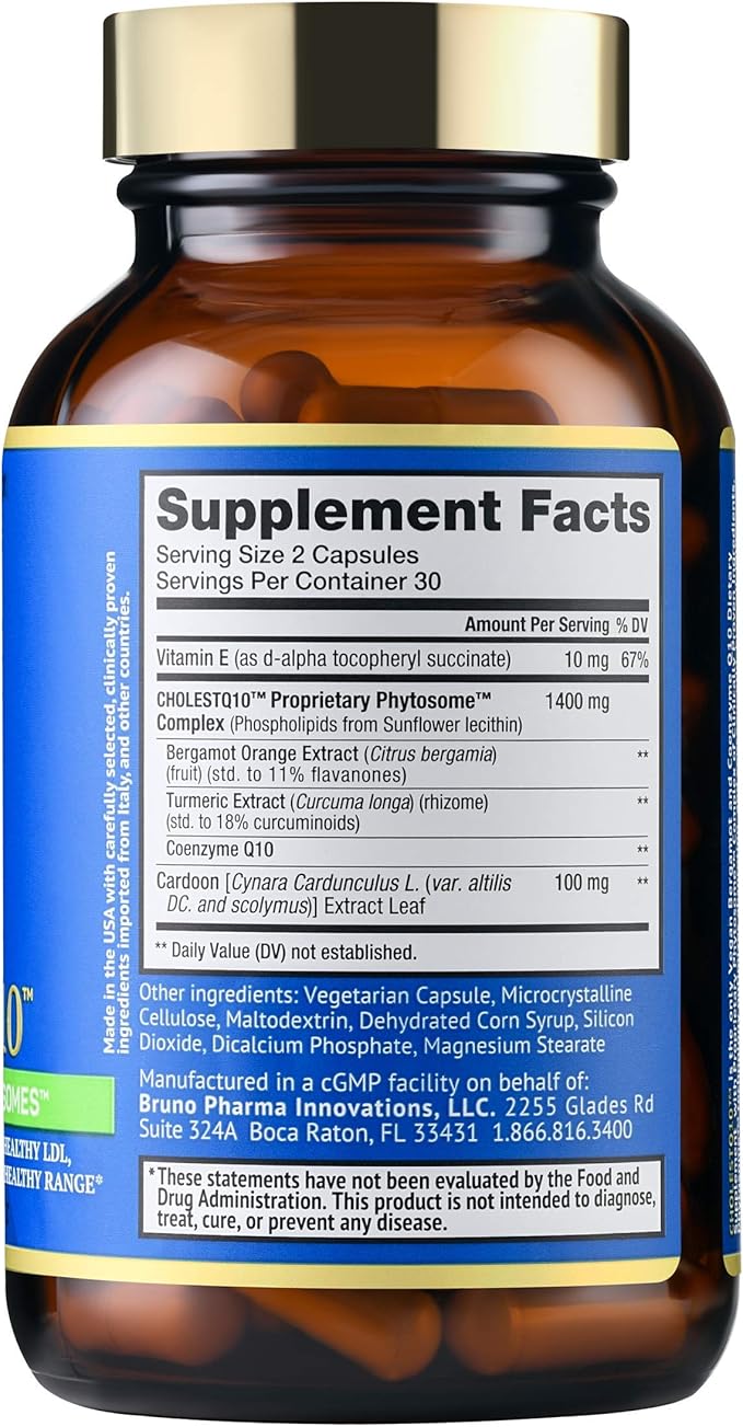 CholestQ10 Supplement Supports HDL Cholesterol &amp Triglyceride Levels already within the normal range with Curcumin Clinically Proven Ingredients Natural Cynara Cardunculus 60 Capsules