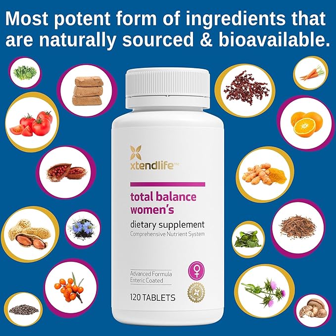 Xtendlife Total Balance Women's Multivitamin for Immune Heart Digestive &amp Cellular Health - - Daily Support - 70+ Nutrients &amp Minerals - 30 Day Supply