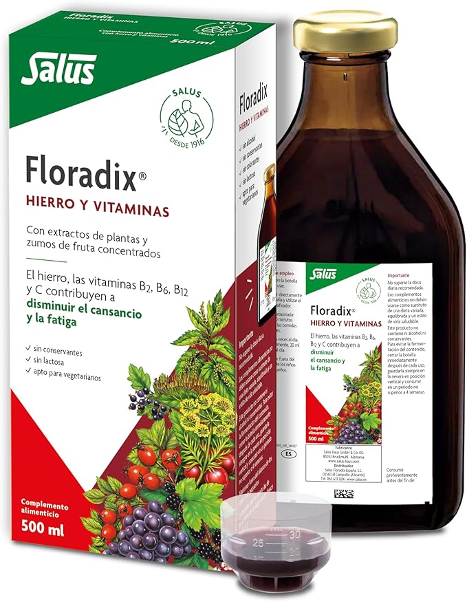 Flora Floradix Iron + Herbs Natural Liquid Iron Supplement 17 fl Ounce (500 ML)