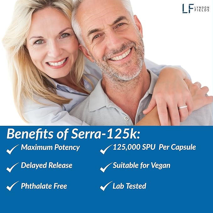 New Serra-125k Serrapeptase Enzyme 125000 SPU Per Capsule - 90 High Potency Delayed Release Caps Up to 6X More Potent Than Other Serrapaptase - Extra Strength Non-GMO Gluten Free Vegan (Pack of 3)