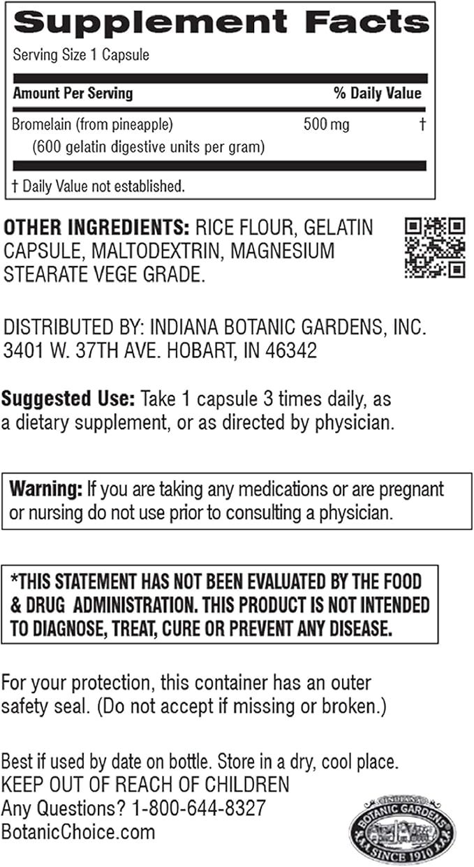 Botanic Choice Bromelain 500 mg 180 Capsules