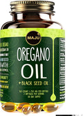 MAJU Oregano Capsules w/Black Seed Oil 2-in-1 Softgel Oil of Oregano Potent 90%+ Carvacrol High Thymoquinone 60 Count 500mg per Serving Wild Oregano and Black Seeds
