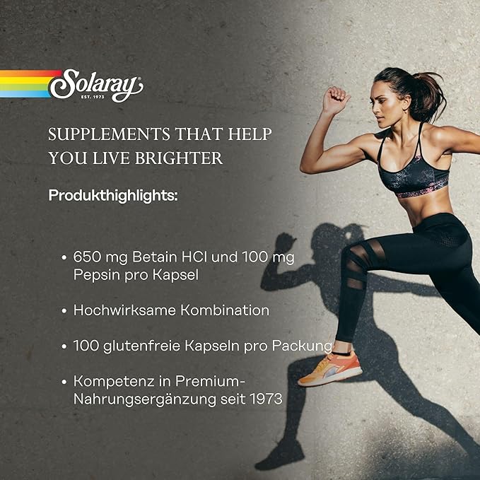 Solaray Hcl Pepsin High Potency 650 Mg 100 Veggie Capsules