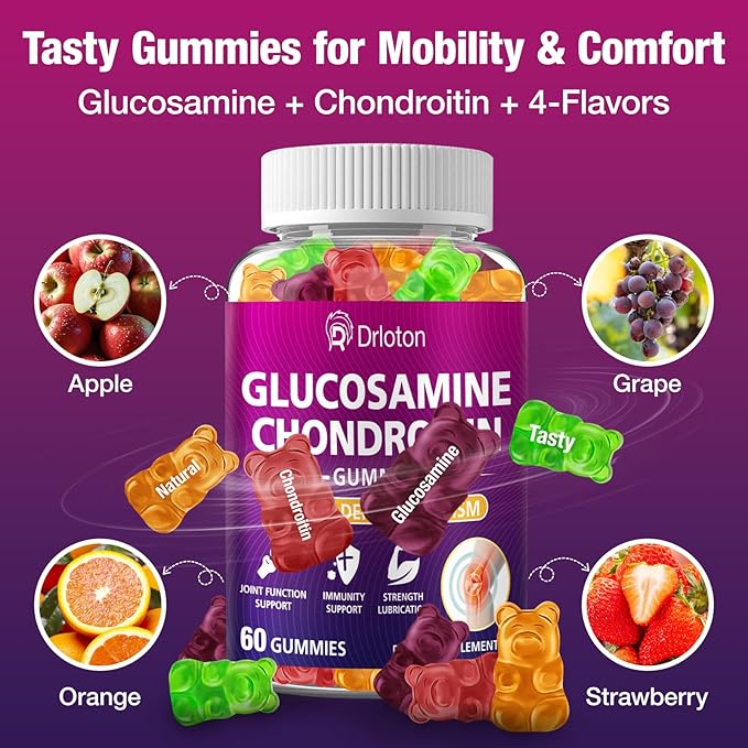 2-Pack 3000mg Glucosamine Chondroitin Gummies with MSM &amp Elderberry Joint Supplements for Women Men Extra Strength Joint Нealth Flеxibility Αntioxidant Immunе Support Supplement Gummy 120Gum