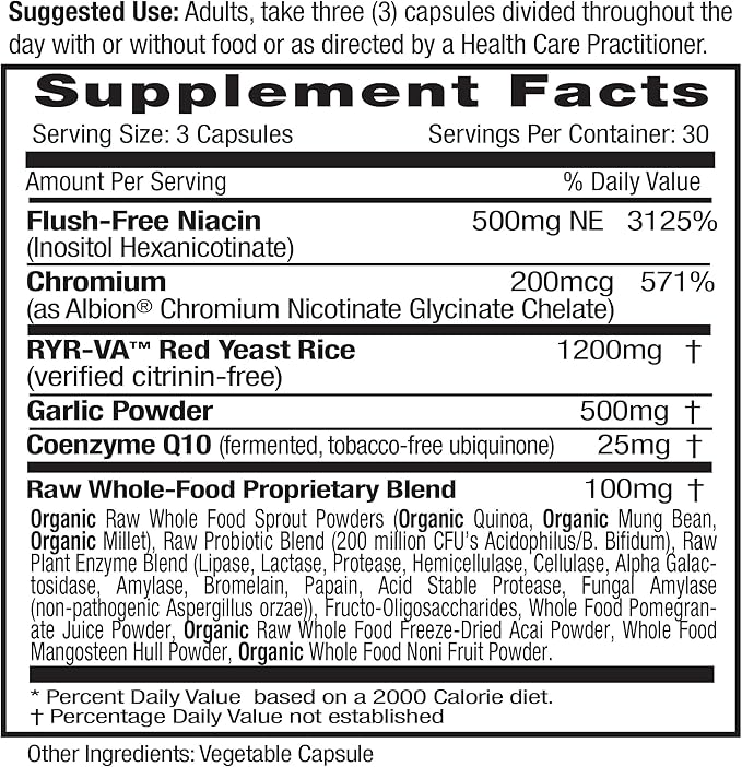Emerald Labs Cholesterol Health - Featuring CoQ10 Flush-Free Niacin RYR-VA and Garlic for Heart and Circulatory Support - 90 Vegetable Capsules
