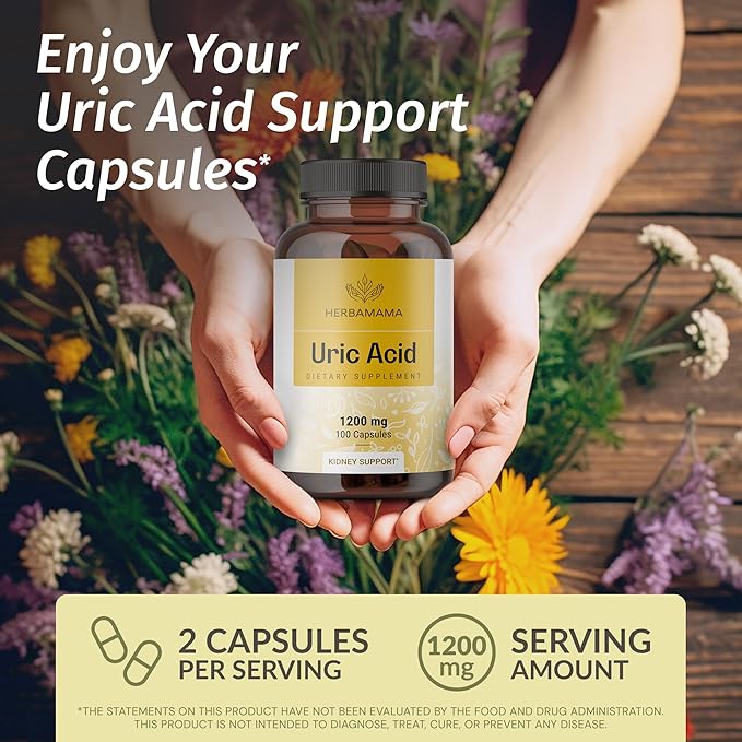 HERBAMAMA Hyaluronic Acid and Uric Acid Support Kit - Bundle of 250mg Hyaluronic Acid Gummies &amp 1200mg Uric Acid Support Capsules - Vegan Non-GMO - 2 Pack