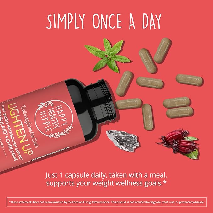 Happy Healthy Hippie GLP-1 Supplement (Metabolaid™ + Chromium) + Appetite Suppressant for Women | Metabolism Booster (AMPK) for Weight | Belly Fat Burner | Hunger &amp Cravings Control - 30 Vegan Cap