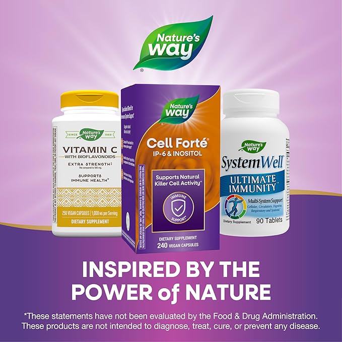 Nature's Way Cell Forté IP-6 &amp Inositol Immune Support Supplement with CalciumPhosphorusand Magnesium*Gluten-FreeVegan240 Capsules (Packaging May Vary)(Pack of 2)