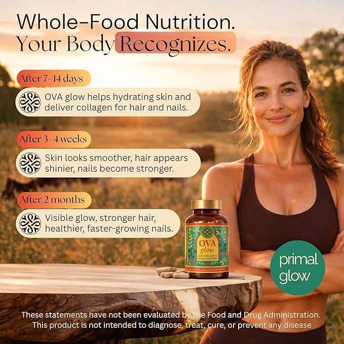 Beef Organs for Women - 100% Grass Fed Pasture Raised in New Zealand - 120 Caps - Collagen Blend featuring Placenta Bone Marrow Thymus Amla Astaxanthin MSM Pearl Powder &amp Bamboo Silica
