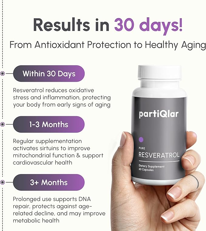 Trans-Resveratrol 500mg - High Purity Resveratrol Supplement for Anti-Aging Heart Health &amp Cellular Energy - Powerful Antioxidant &amp NAD+ Booster - 60 Veggie Capsules