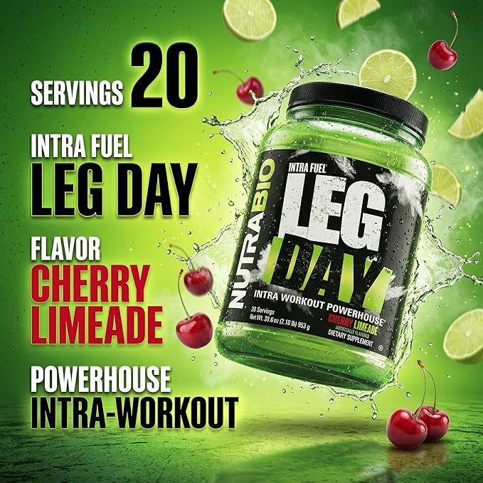 NutraBio Leg Day Intra Workout Powder – Advanced Carb Supplement with Cluster Dextrin &amp Electrolytes – Carb Powder with EAAs/BCAAs – Cyclic Dextrin for Performance – Cherry Lime 20 Servings