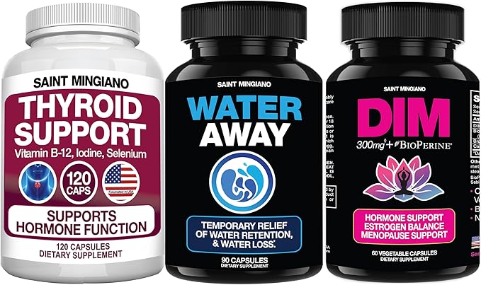 Thyroid Support + Water Away + DIM – Hormone Balance Bloat Relief &amp Metabolism Support