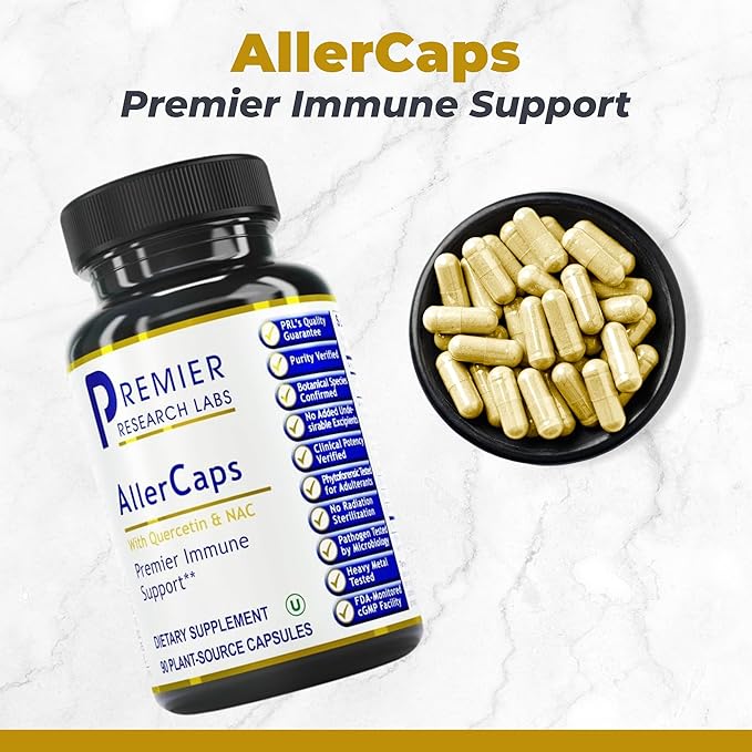 Premier Research Labs AllerCaps - A Lung Health Supplement with NAC/N-Acetyl Cysteine Featuring Bromelain Reishi Mushroom &amp Quertecin Immune Support Formula - 60 Vegetarian Capsules